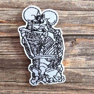 Skeletons Hugging Romance Witchy Gothic Halloween Iron on Patch